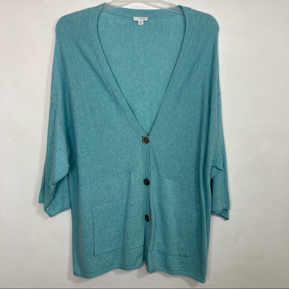J Jill Purejill Cotton Cashmere Blend Cardigan M - Picture 1 of 8
